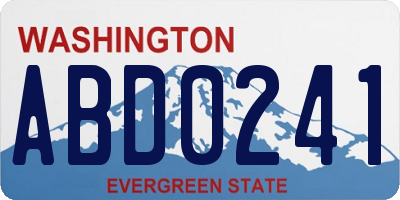 WA license plate ABD0241