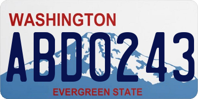 WA license plate ABD0243