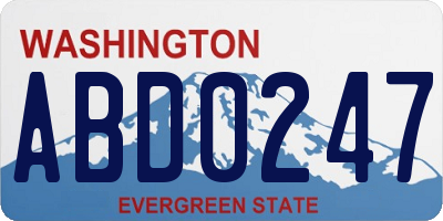 WA license plate ABD0247