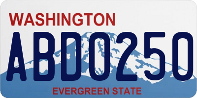 WA license plate ABD0250