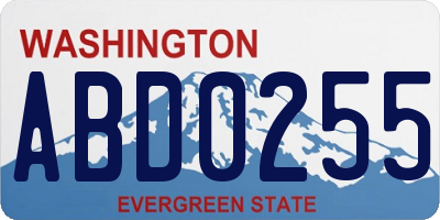 WA license plate ABD0255