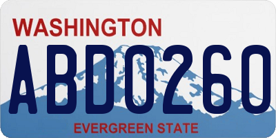 WA license plate ABD0260