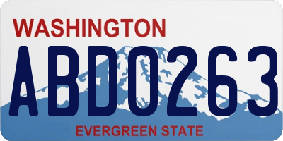 WA license plate ABD0263