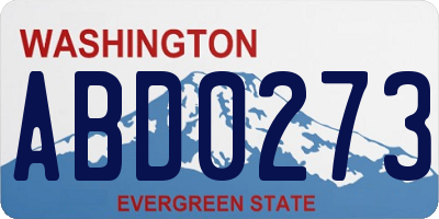 WA license plate ABD0273