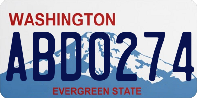 WA license plate ABD0274