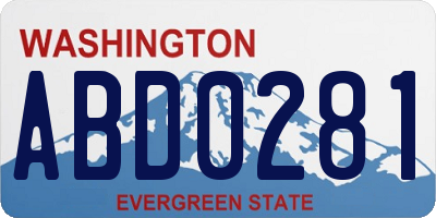 WA license plate ABD0281