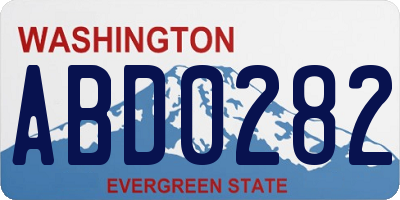 WA license plate ABD0282