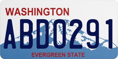 WA license plate ABD0291
