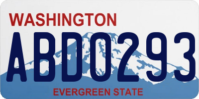 WA license plate ABD0293
