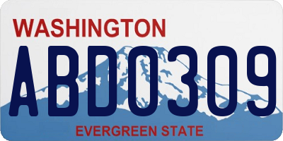 WA license plate ABD0309