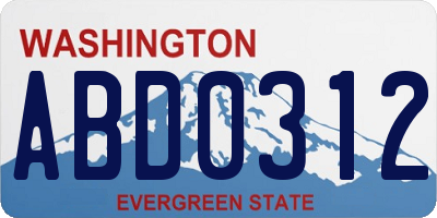 WA license plate ABD0312