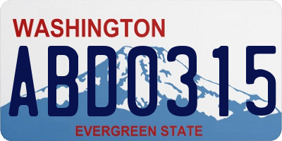 WA license plate ABD0315