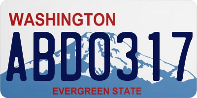WA license plate ABD0317
