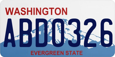 WA license plate ABD0326
