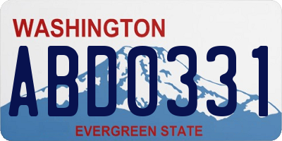 WA license plate ABD0331