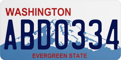 WA license plate ABD0334