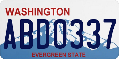 WA license plate ABD0337
