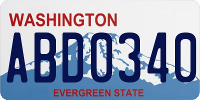 WA license plate ABD0340