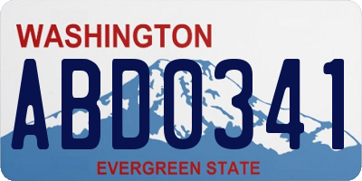 WA license plate ABD0341