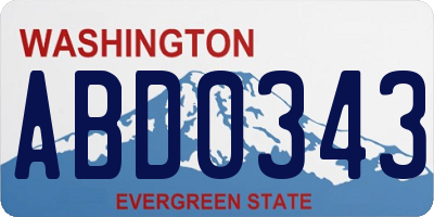 WA license plate ABD0343