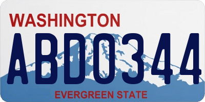 WA license plate ABD0344