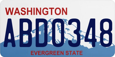 WA license plate ABD0348