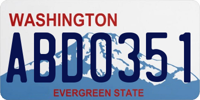 WA license plate ABD0351
