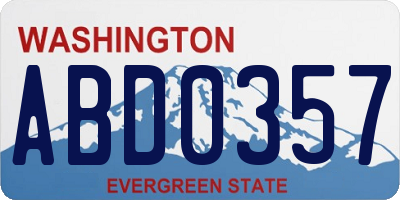WA license plate ABD0357