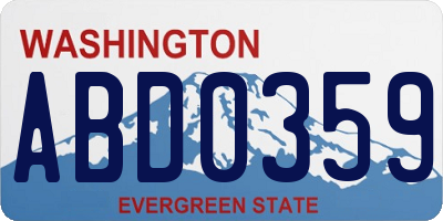 WA license plate ABD0359