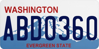 WA license plate ABD0360