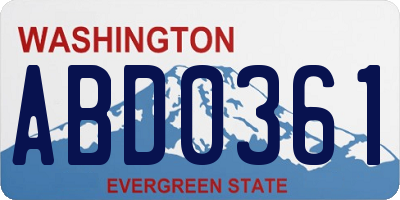 WA license plate ABD0361
