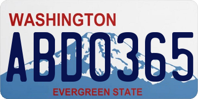 WA license plate ABD0365