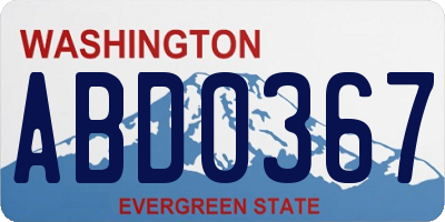 WA license plate ABD0367