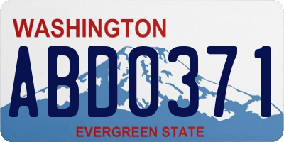 WA license plate ABD0371
