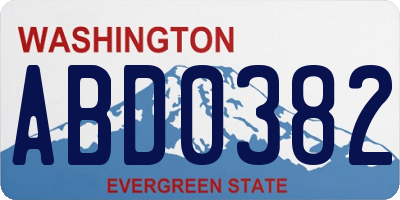 WA license plate ABD0382