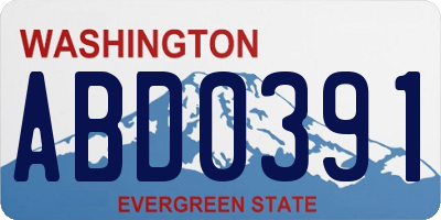 WA license plate ABD0391