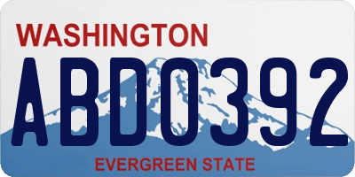 WA license plate ABD0392