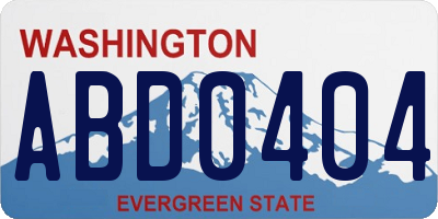 WA license plate ABD0404