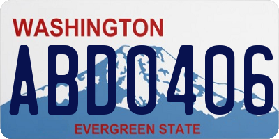 WA license plate ABD0406