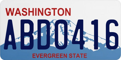 WA license plate ABD0416