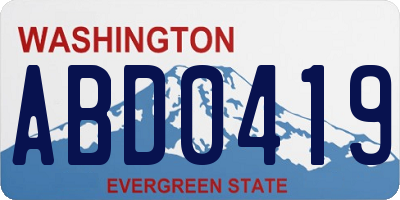 WA license plate ABD0419