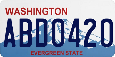 WA license plate ABD0420