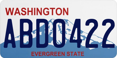 WA license plate ABD0422