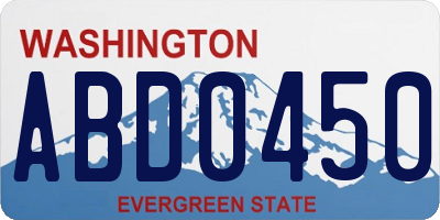 WA license plate ABD0450