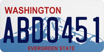 WA license plate ABD0451