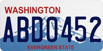 WA license plate ABD0452