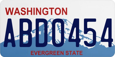 WA license plate ABD0454