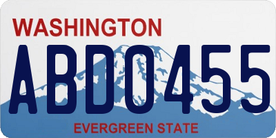 WA license plate ABD0455