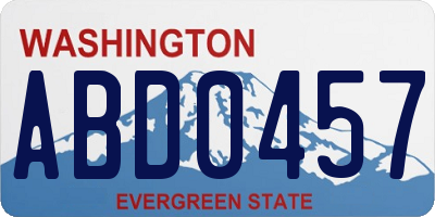 WA license plate ABD0457