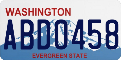 WA license plate ABD0458